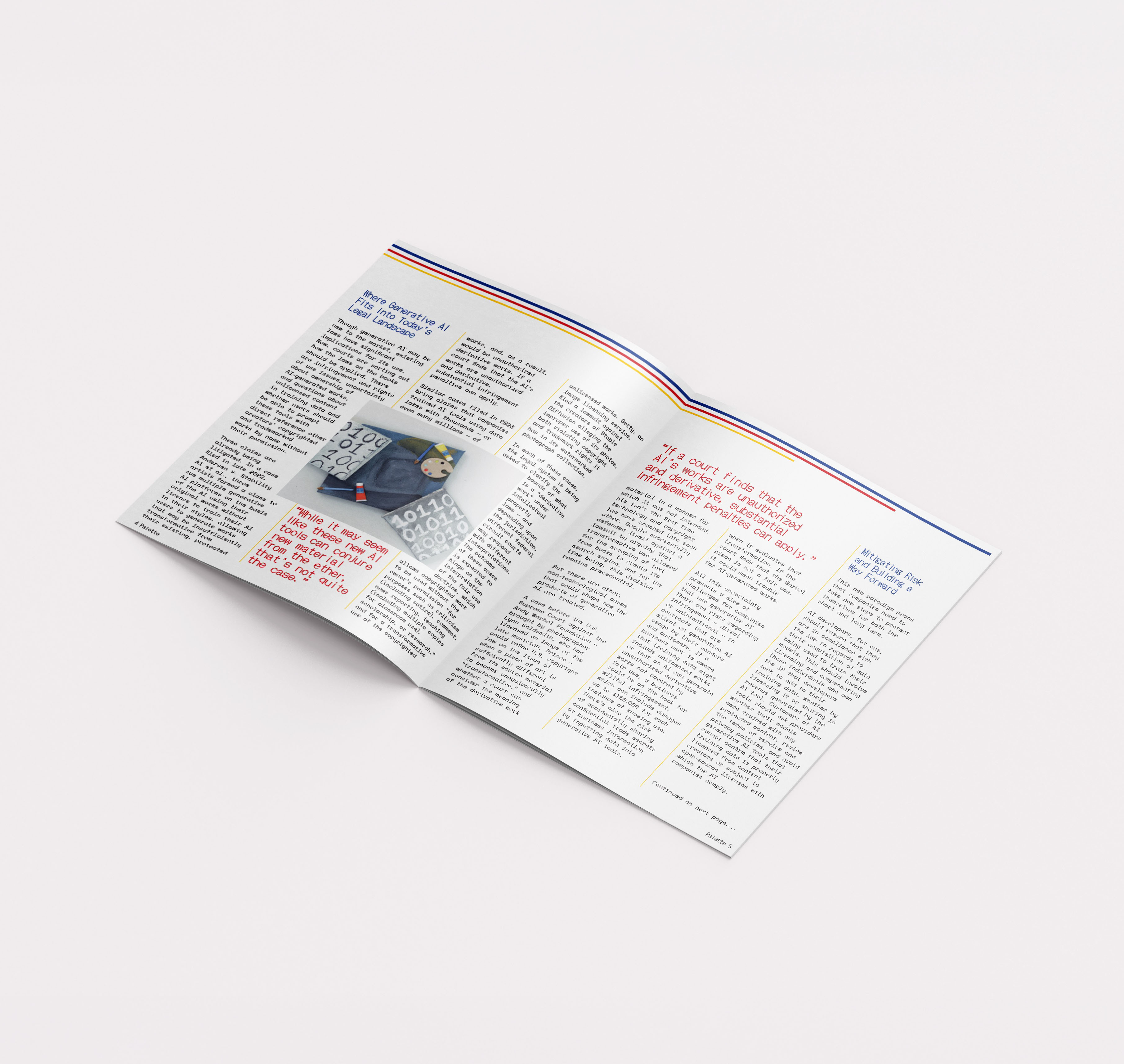 AI editorial spread with images of computer paintings throughout
